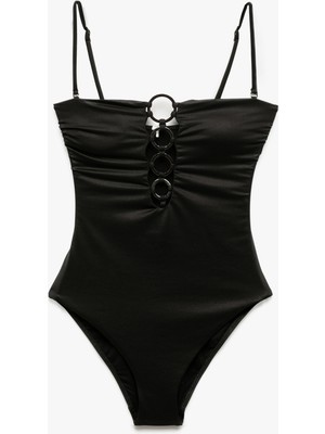 Koton Ince Askılı Aksesuar Detaylı Straplez Mayo