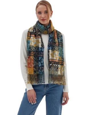 Nish&Chic Ekose Desenli Püsküllü Kalın Şal