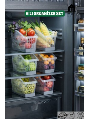 Muf Home Qlux Ideas 6'lı Dolap Içi Düzenleyici Organizer Seti Meyve Organizeri , Sebze Yüksek Kalite Plastik, Bpa Içermez