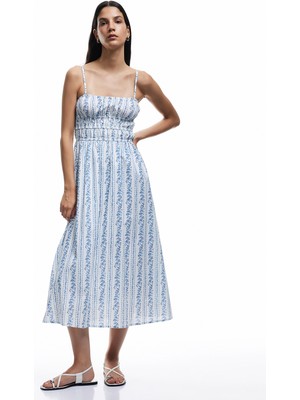 Koton Pamuklu Askılı U Yaka Çiçekli A Kesim Uzun Elbise