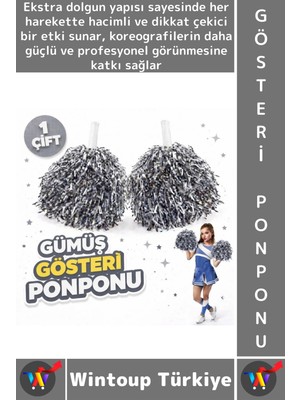 Wintoup #ponpon Hafif Esnek Okul Yıl Sonu Gösteri Etkinlik Tören Spor Dans Şık Ekstra Dolgun Ponpon 1 Çift