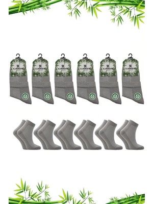 Kardeşler Çorap Kadın Bambu Yarım Konç Dikişsiz Düz Çorap Gri 6'lı Paket