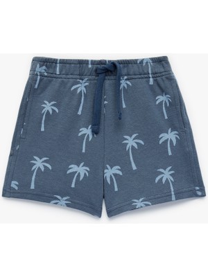 Koton Palmiye Desenli Rahat Kesim Cepli Pamuklu Şort