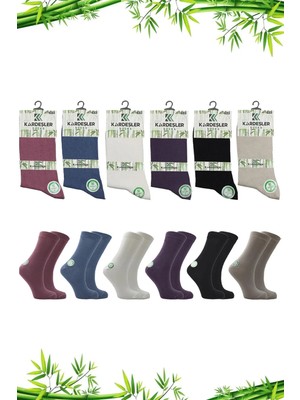 Kardeşler Çorap Kadın Bambu Soket Asorti Çok Renkli Çorap Dikişsiz 6'lı Paket