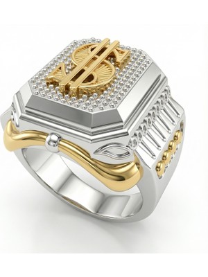 Dolar Sembollü Beyaz Yüzük