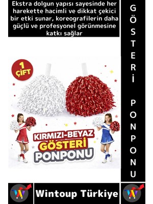 Wintoup #ponpon Hafif Esnek Okul Yıl Sonu Gösteri Etkinlik Tören Spor Dans Şık Ekstra Dolgun Ponpon 1 Çift