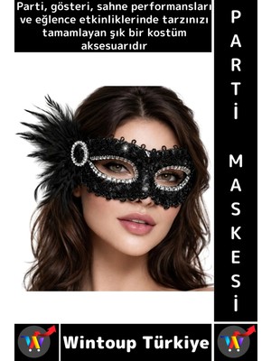 Wintoup #partimaskesi Luxery Estetik Kostüm Davet Yılbaşı Cosplay Balo Şık Taşlı Venedik Parti Maskesi