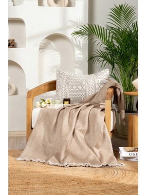 Koza Home Scala Bej Tüylü Throw Battaniye 130X170 5072A