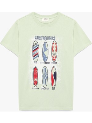 Koton Pamuklu Bisiklet Yaka Kısa Kollu Baskılı Tişört