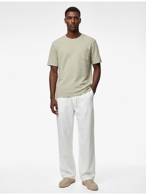 Koton Regular Fit Kısa Kollu Cepli Dokulu Pamuklu Bisiklet Yaka Tişört