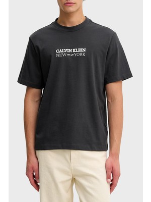 Calvin Klein Logolu Pamuklu Regular Fit Bisiklet Yaka T Shirt LV04RE833G8MN Erkek T Shirt LV04RE833G 8mn