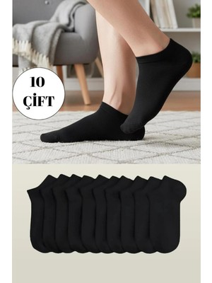Kardeşler Çorap Unisex Pamuklu Patik Çorap Siyah 10'lu Paket
