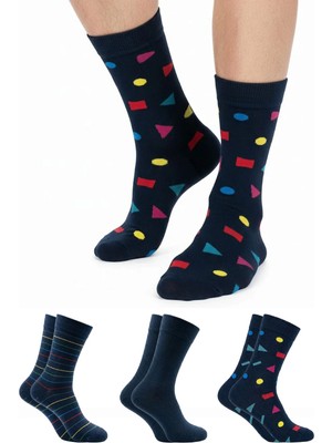 Kardeşler Çorap Erkek Çok Renkli Desenli Soket Çorap 3"lü Paket