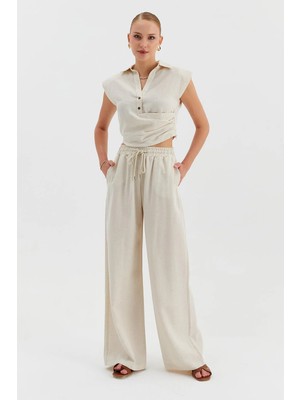 Nish&Chic Bağcıklı Beli Lastikli Pantolon