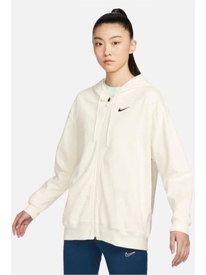 Nike Women's Oversized Full-Zip Hoodie Kadın Bol Kesim Sweatshirt Beyaz