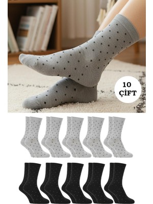 Kardeşler Çorap Kadın Pamuklu Soket Çorap Çok Renkli 10'lu Paket