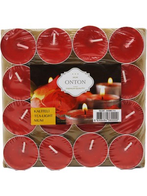 Ethab Ticaret 16 Parça  Kırmızı Tea Light Yuvarlak Mum (4457)