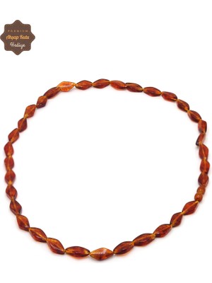 Midyat Nurtaş Gümüş Kahverengi Mekik Model Orijinal Damla Kehribar Unisex Kolye 201025404