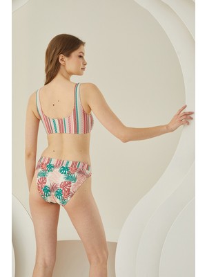 NBB Renkli Soft Tropikal Halter Yaka Bikini Takımı 51645