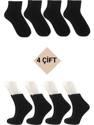 Kardeşler Çorap Kadın Pamuklu Yarım Konç Tenis Çorap Siyah 4'lü Paket