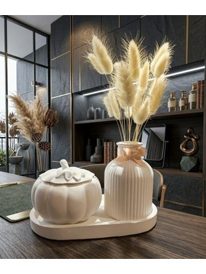 Velmor Candle Kabak Tasarım Obje & Vazo ve Sunum Tablası Set