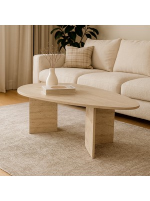 Just Home Siena Orta Sehpa - Traverten - 42X80X128 cm