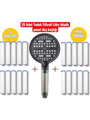 Truva 20 Adet Yedek Filtreli Su Tasarruflu Kireç Önleyici Özellikli Duş Başlığı