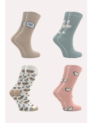 Kardeşler Çorap Kadın Pamuklu Soket Çorap Çok Renkli 4'lü Paket