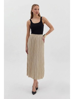 Nish&Chic Kraşlı Pilise Şifon Etek