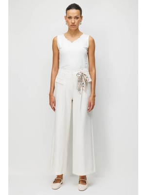 Ekol Süs Cep Detaylı Bol Paça Pantolon 4008