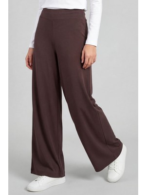 Kahverengi Comfort Fit Geniş Paça Korsajlı Palazzo Kadın Pantolon - 94681