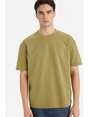 Defacto Oversize Haki Erkek T-Shirt X3926AZ/KH176