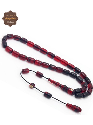 Midyat Nurtaş Gümüş Kırmızı Pırlanta Parçacıklı Sistem Püsküllü Sıkma Kehribar Tesbih 201025401