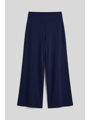 Koyu Mor Comfort Fit Geniş Paça Korsajlı Palazzo Kadın Pantolon - 94681
