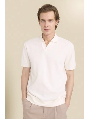 Defacto Pilise Ekru Erkek Polo Yaka T-Shirt B6382AX/ER137