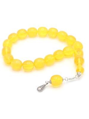 Midyat Nurtaş Gümüş Sarı Hareli Yumurta Kesim Maskot Efe Boy Toz Kehribar Tesbih 201025403