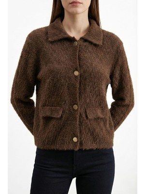 Nish&Chic Polo Yaka Saçaklı Hırka