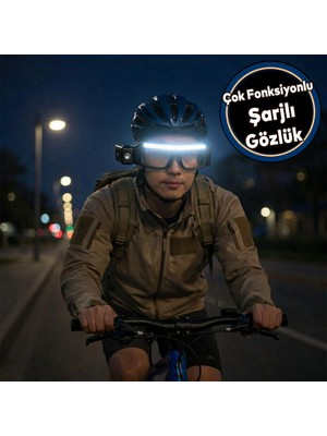 Nzb Şarjlı Çok Fonksiyonlu LED Işıklı Lambalı Gözlük 4 Modlu USB Kamp Bisiklet Gece Çalışma Gözlüğü