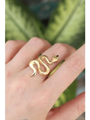 Aesco Mey Ithalat® Pirinç Gold Renk Ayarlanabilir Yılan Yüzük