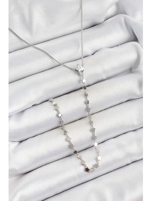 Aesco Mey Ithalat® Pirinç Zirkon Taşlı Yıldız Figürlü Y Model Gümüş Renk Kadın Kolye