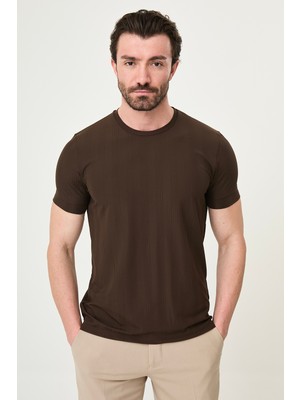 MCR Çizgili Slim Fit Bisiklet Yaka Erkek T-Shirt