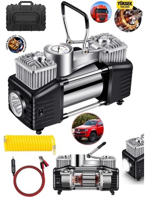 Moonshop Pro Seri Çelik Gövde Çift Pistonlu 12 V 150 Psi Dakikada 85 Lt Araç Araba Lastik Bot Şişirme