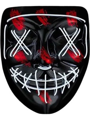 Aesco Mey Ithalat® Hallowen Parti Maskesi Neon LED Işıklı Maske 3 Modlu Cadılar Bayramı Maskesi