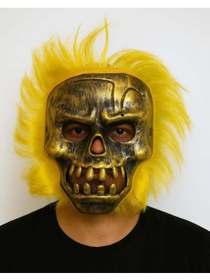 Aesco Mey Ithalat® Wild Skull - Bakır Kafatası Sarı Saçlı Iskelet Maske