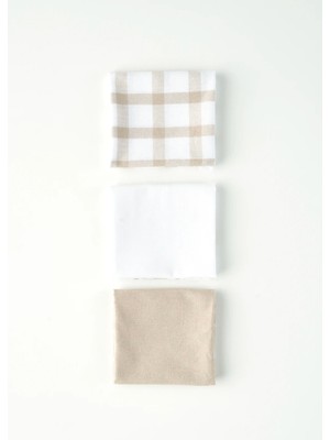 Bella Maison %100 Pamuk Liberty Kurulama Bezi Seti 3'lü Bej (45x65 cm)