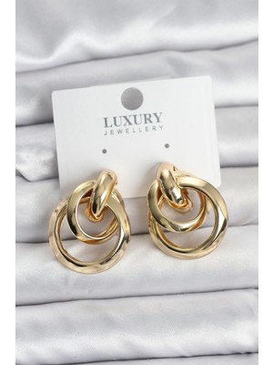 Aesco Mey Ithalat® Gold Renk Halka Model Pirinç Kadın Küpe