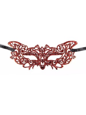 Aesco Mey Ithalat® Kırmızı Dantel Masquerade Maskesi 9 No