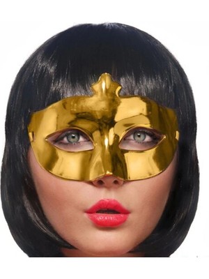 Aesco Mey Ithalat® Altın Renk Kostüm Partisi Extra Parlak Balo Maskesi 15X10 cm