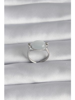 Aesco Mey Ithalat® Pirinç Gümüş Renk Sedefli Kadın Yüzük