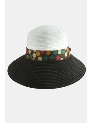 Aesco Benekli Fiyonglu Hasır Şapka